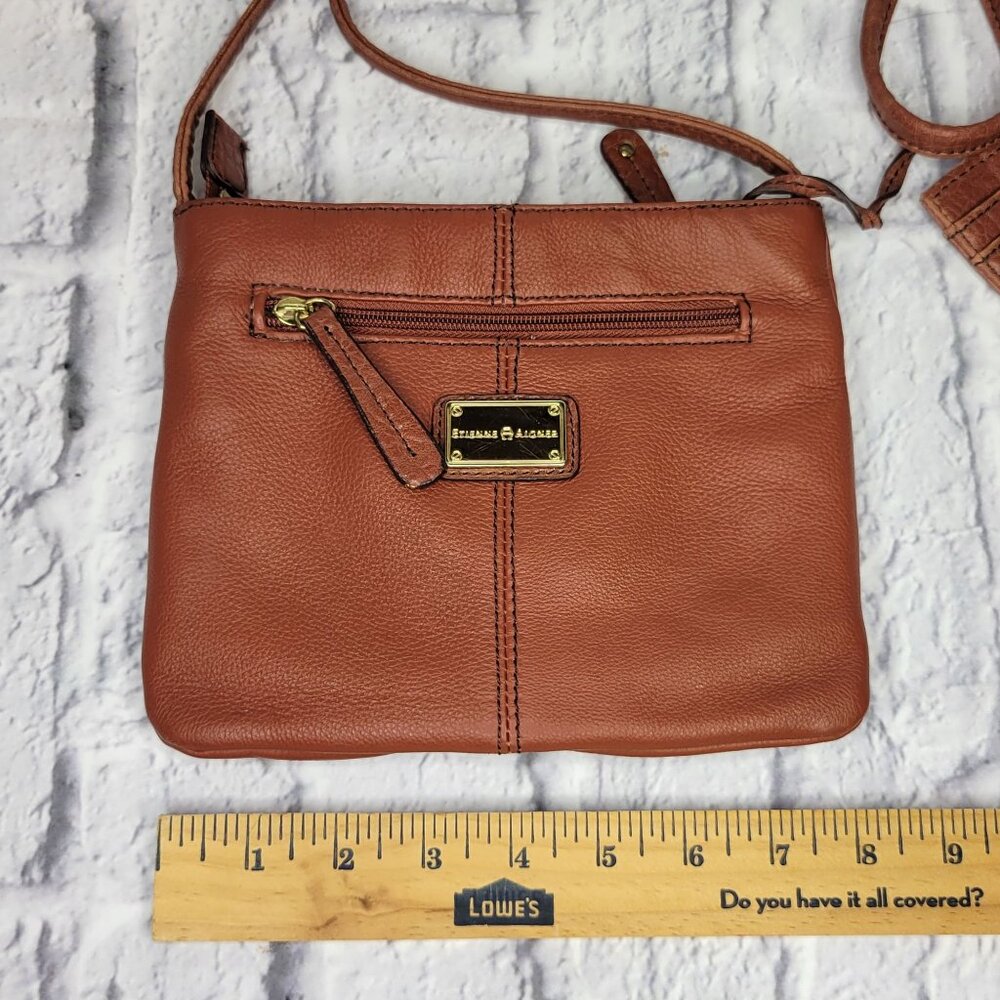 Etienne Aigner Whitney Collection Brown Leather Crossbody Bag With Keychain & ID - Picture 5 of 11